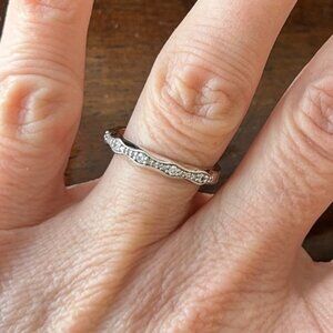 14k Solid White Gold Band .3 Carats Diamonds Size 7